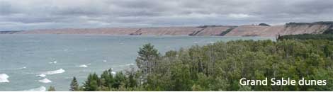 Grand Sable Dunes landscape header graphic from the official Central Michigan Lapidary and Mineral Society home page.