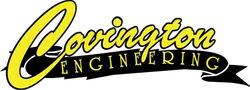 Covington Engineering yellow script wordmark from the official shop.