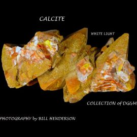 Calcite specimen photograph used as the Dallas Gem and Mineral Society site icon, credited to the DG&M collection.