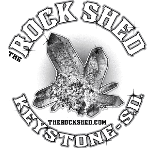 The Rock Shed, Keystone S.D. crystal-cluster logo from the official The Rock Shed shop.