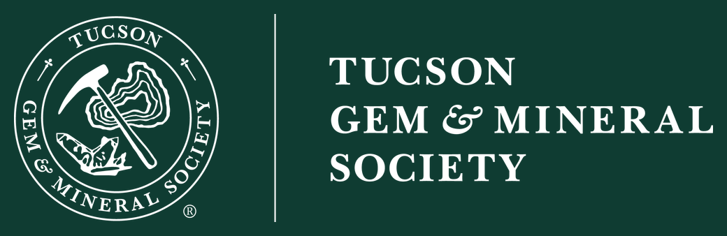 Tucson Gem and Mineral Society circular seal and wordmark on dark green, from the official TGMS site.