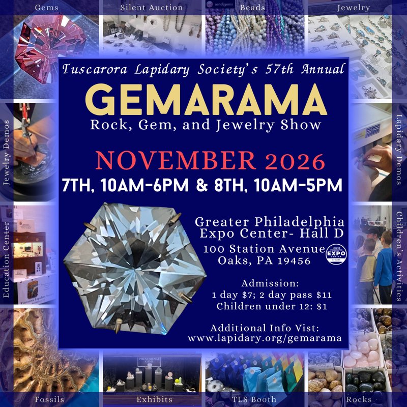 Gemarama 2026 brand art from the official Tuscarora Lapidary Society site (lapidary.org).