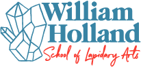 William Holland School of Lapidary Arts wordmark with a faceted crystal, from the official school site.